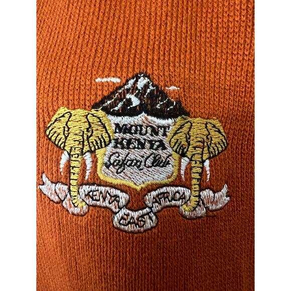 Vintage Mount Kenya Safari Club Embroidered Sweater XL MADE IN KENYA Rust Fall - Picture 3 of 4